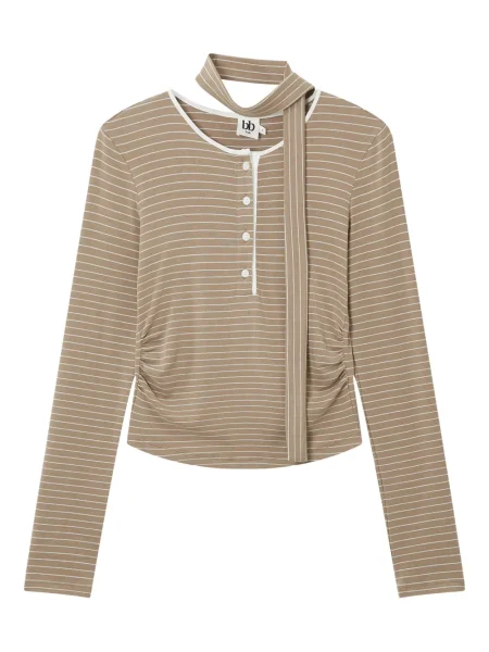 Top B+ab w paski brązowy