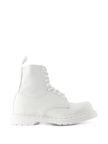 Šněrovací kožené kotníkové boty Dr. Martens bílé