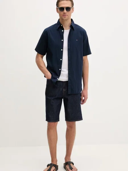Tommy Jeans srajca z bombažem in elastanom modra