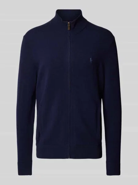Kardigan Polo Ralph Lauren wełniany ze stójką granatowy