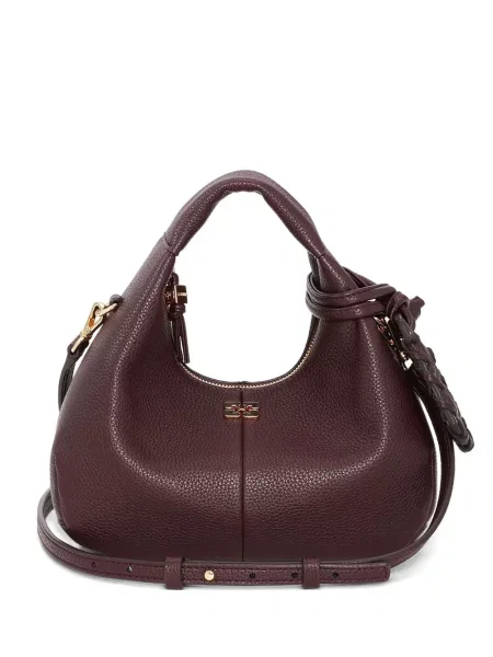 Geanta de piele Ganni din piele maro