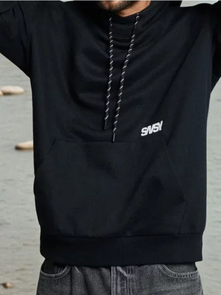 Sinsay Bluza hoodie z wysokim kołnierzem czarny