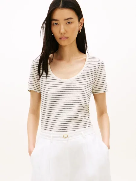 TOMMY HILFIGER Tricou negru alb