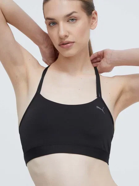Сутиен за йога Puma Studio с изчистен дизайн черно