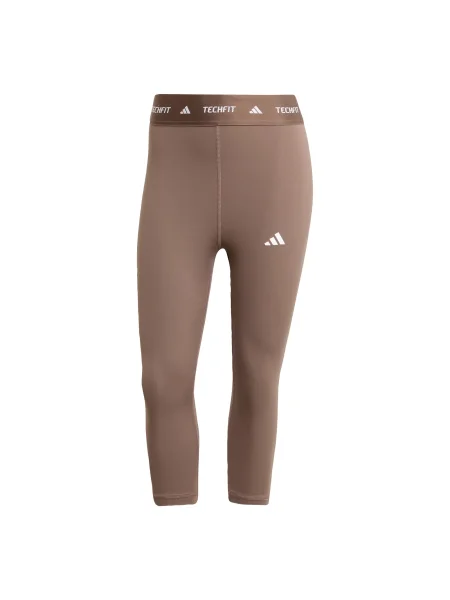 ADIDAS PERFORMANCE Sportske hlače TECHFIT Capri zeleno smeđa bijela