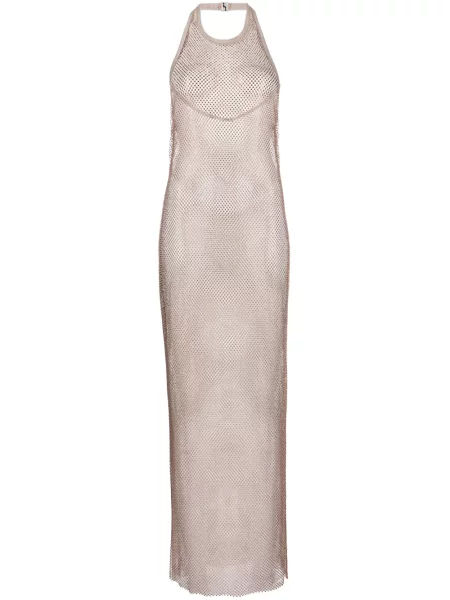 Rochie maxi Simkhai cu gât halter de costum roz