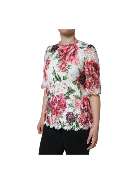 Bluzka Dolce And Gabbana w kwiatki koronkowa biała