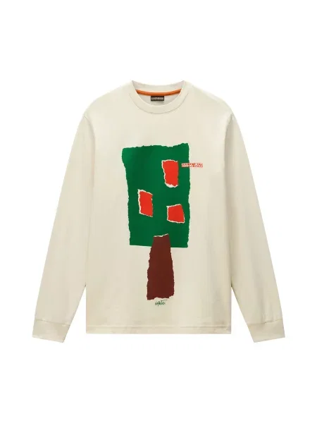 NAPAPIJRI Tricou ciocolatiu / verde / portocaliu / lână alb