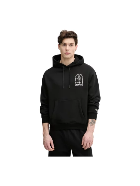 Bluza z kapturem Lacoste z kapturem czarna