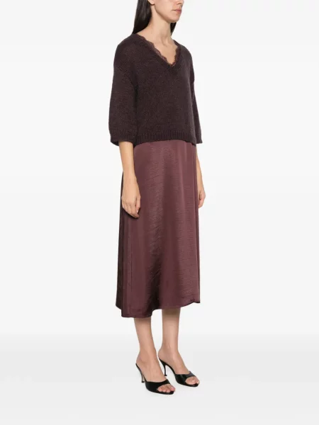 Rochie midi Vera Mont din satin maro