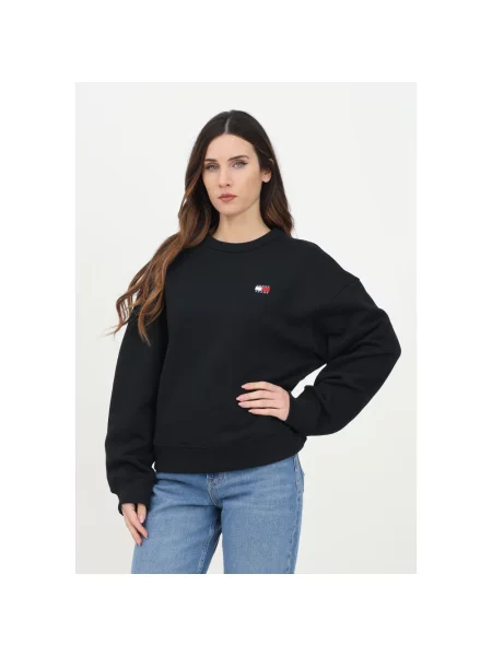 Bluza Tommy Jeans z długim rękawem z autografem czarna
