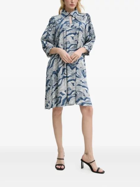 Sukienka mini Bruuns Bazaar z nadrukiem w abstrakcyjne wzory garniturowa niebieska