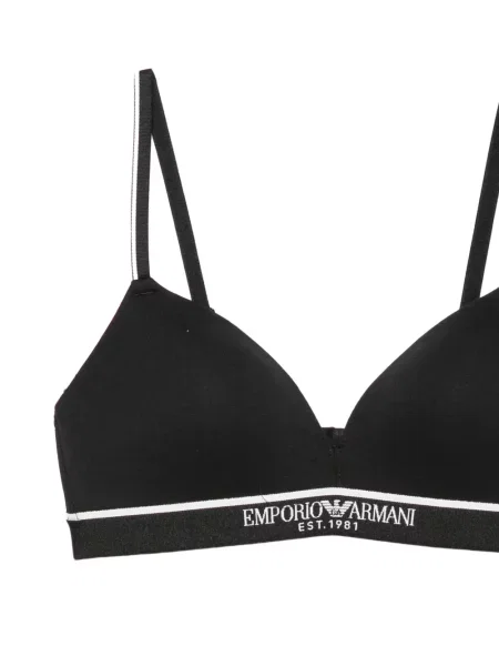 Сутиен с триъгълни чашки Emporio Armani с автограф черно