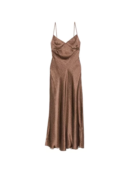 Rochie maxi Mc2 Saint Barth de mătase cu imagine cu model leopard maro