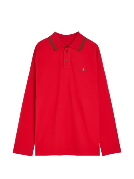 Lung tricou polo Vivienne Westwood cu broderie roșu