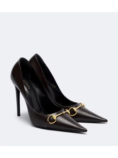 Pantofi cu toc Gucci din piele maro