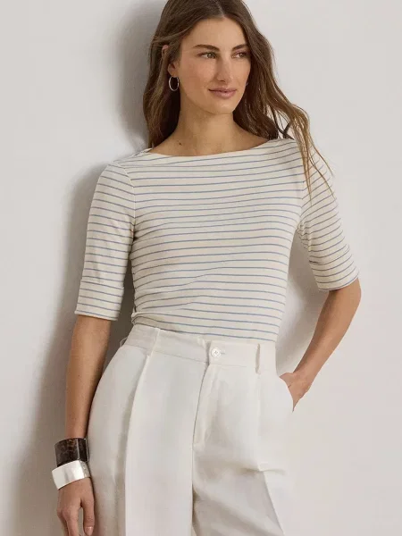 Lauren Ralph Lauren Majica kremna / svetlo modra bež