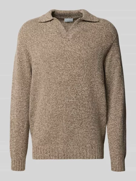 Sweter z dzianiny z kołnierzykiem polo i dekoltem w serek Profuomo