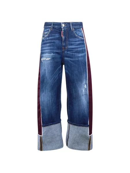 Blugi Dsquared2 zdrențuiți cu dungi albastru
