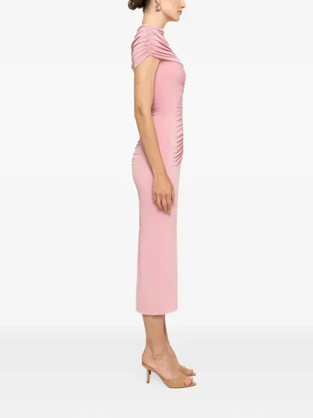 Rochie midi Nissa cu volane roz