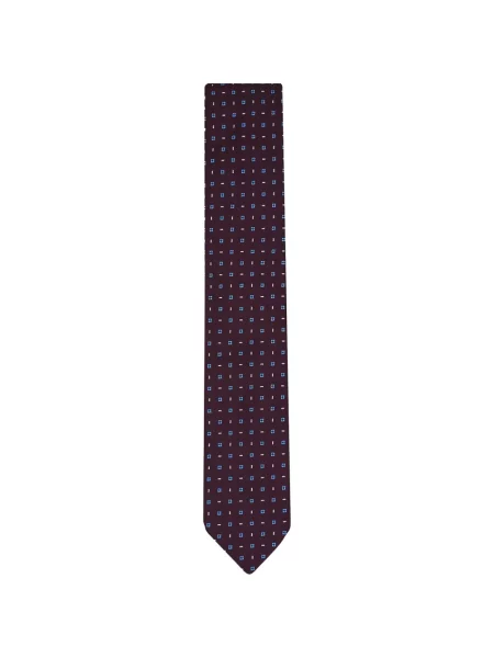 Cravată Zegna de mătase cu imprimeu geometric roșu