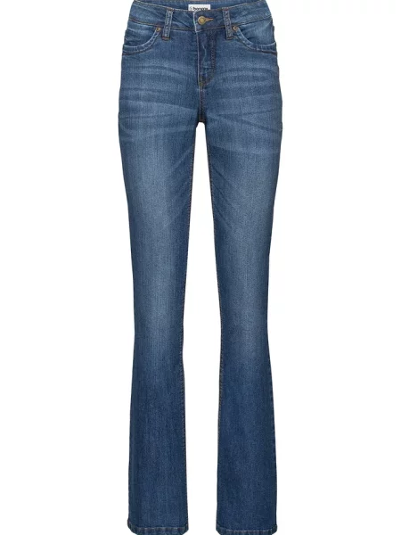 Wygodne dżinsy ze stretchem o kroju bootcut mid waist niebieskie