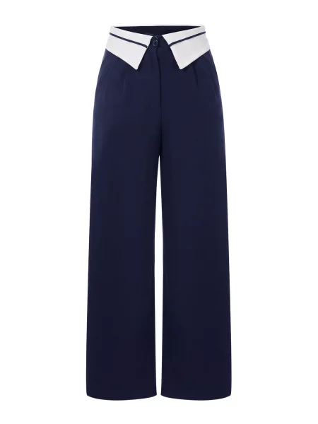 Imily Bela Pantaloni cutați bleumarin alb