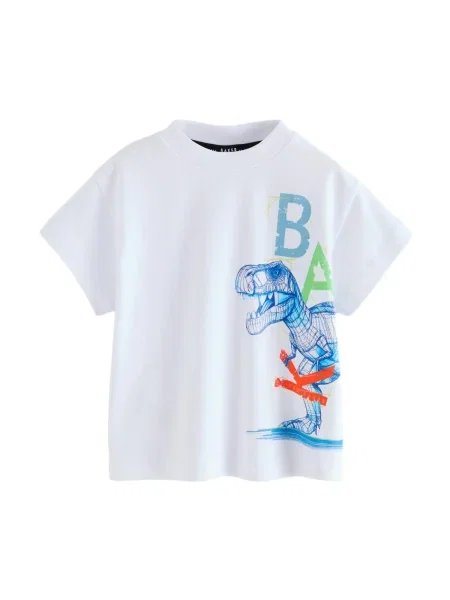 Baker by Ted Baker Tricou Dinosaur albastru / verde kiwi / portocaliu homar alb