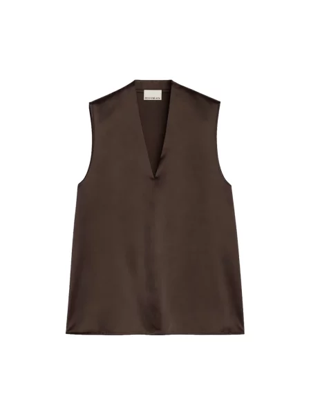 Lniany top Pennyblack brązowy