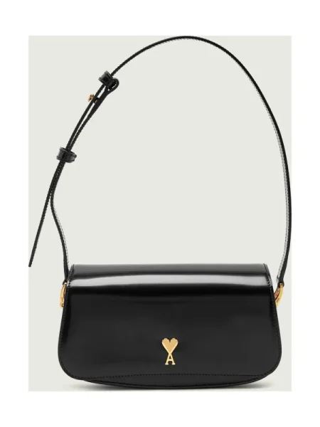 AMI Paris De piele geantă pe umăr negru