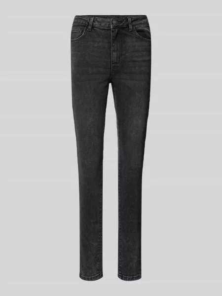 Jeansy o kroju skinny fit z mieszanki bawełny model ‘DANA’ Pieces czarne