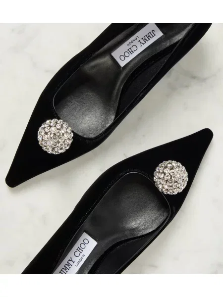 Pantofi cu toc Jimmy Choo de catifea negru