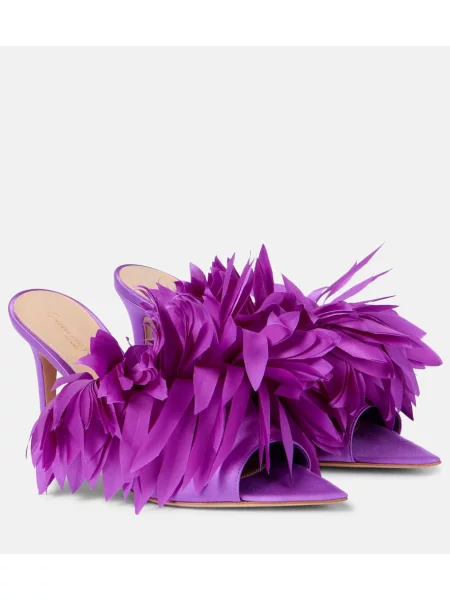 Satenaste mules Gianvito Rossi vijolična