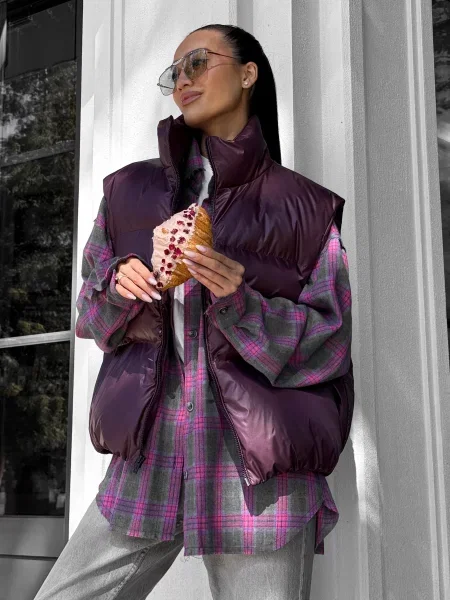 Жилет з утеплювачем Jadone Fashion Zhylet_Hat_marsala бордовий