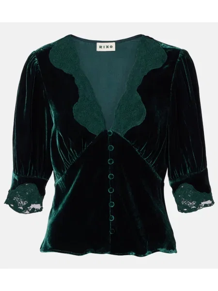 Aksamitny top Rixo zielony