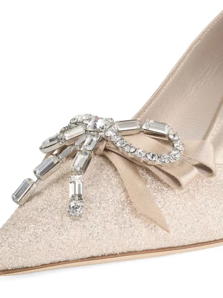 Pantofi cu toc Jimmy Choo cu funde auriu