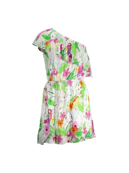 Mała mały sukienka mini Desigual na jednym ramieniu biała