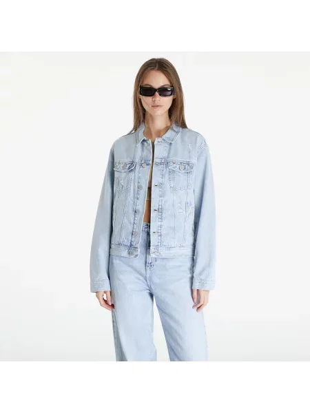 Tommy Jeans Džínsová bunda Flag modrá