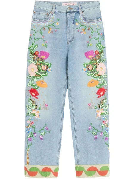 Blugi Valentino Garavani cu broderie albastru