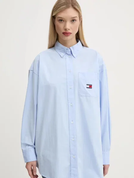 Tommy Jeans koszula relaxed z kołnierzykiem klasycznym niebieski