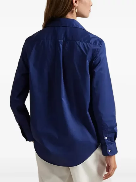 Pletený dlouhý top Polo Ralph Lauren s výšivkou modrý