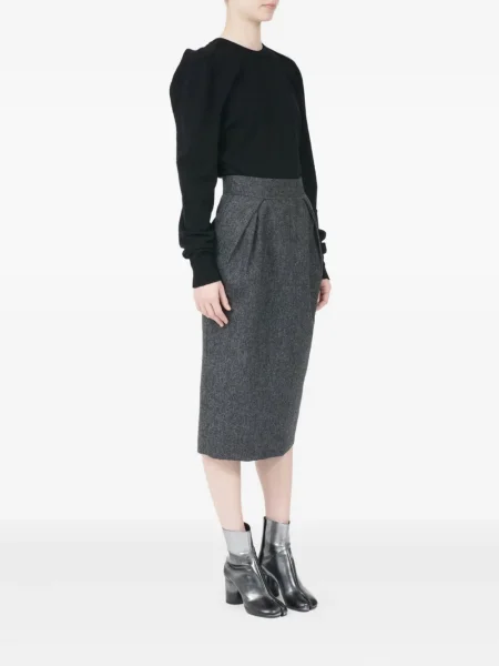 Fusta plisata Maison Margiela plisată până la genunchi gri