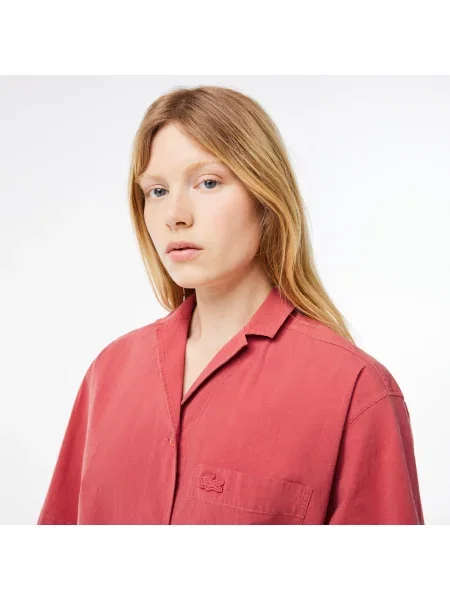 Lacoste Koszula Z Krótkim Rękawem Oversize różowa