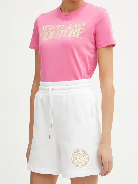 Versace Jeans Couture szorty z aplikacją high waist biały