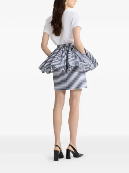 Cu peplum fusta mini Patou cu dungi alb
