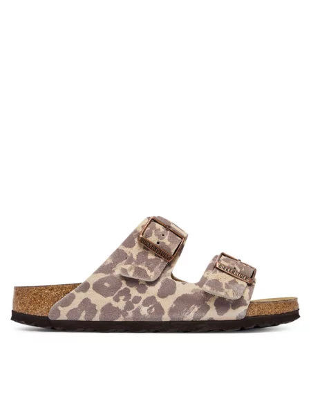 Pantofle Birkenstock s potiskem hnědé