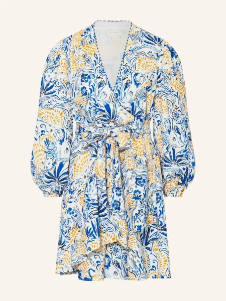 Lala Berlin Sukienka Kopertowa Dilovan Z Lnem blau biała