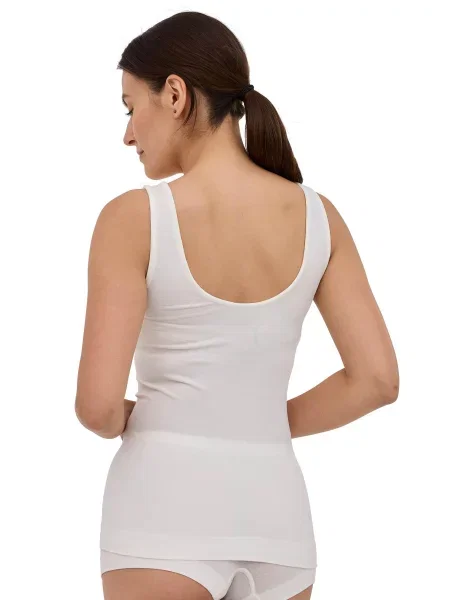 Koszulka bez rękawów z wełną Brubeck COMFORT MERINO biała