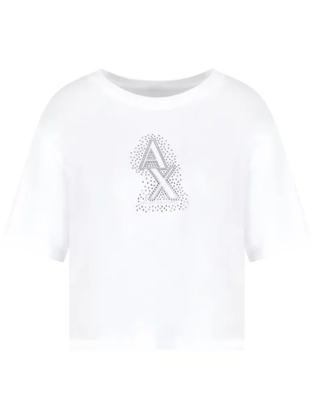 Tricou Armani Exchange cu broderie alb