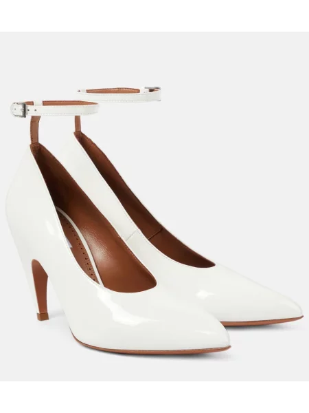 Pantofi cu toc Alaïa din piele de lac alb